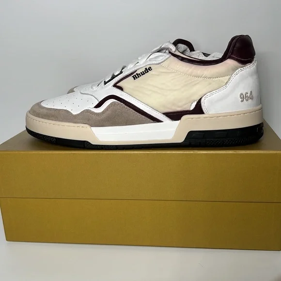 ❌SOLD❌ Rhude Racing Sneaker in White, Maroon, & Beige - Picture 10 of 12